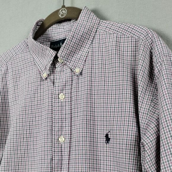 Polo Ralph Lauren Mens 16 34/35 Yarmouth Shirt Large Purple White Long Sleeve - Picture 1 of 10